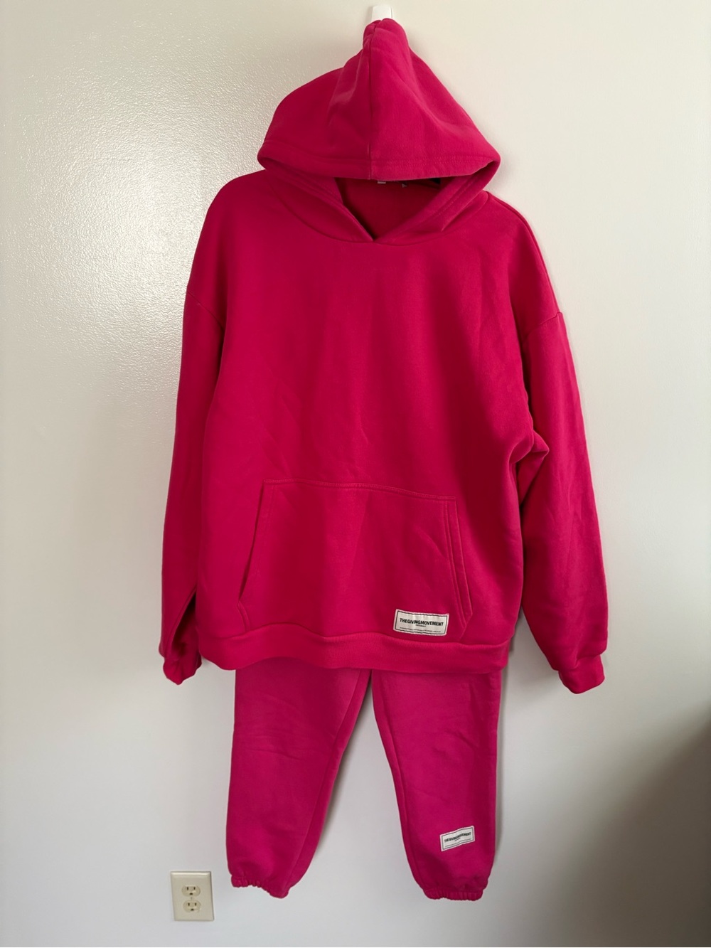 The Giving Movement Sustainable Hot Pink Oversized Hoodie Joggers Sweat Set XS/S